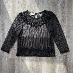 Fabulous Vintage Heavily Beaded Sheer Top